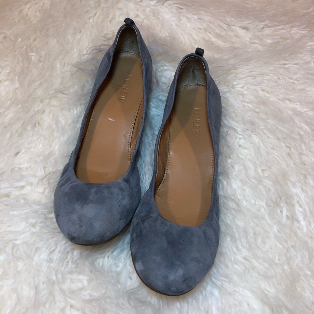 J CREW Pale Blue Soft Suede Leather Anya Flats